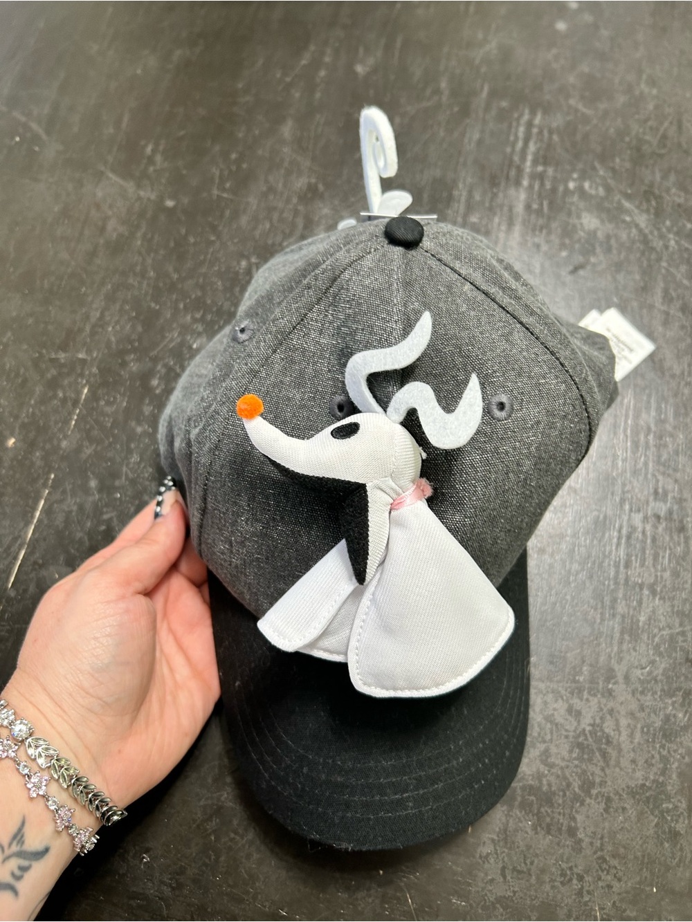 Grey and Black Baseball Cap with White Dog Applique